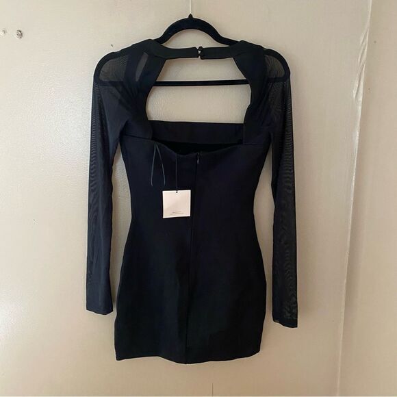 NWT Superdown Halley Bodycon Dress Black knit mini mesh Revolve S - Picture 10 of 10